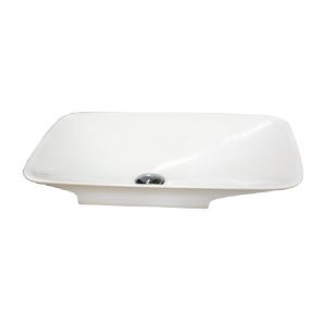 Lavabo vasque sur plan en céramique blanche, forme rectangulaire