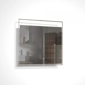 Miroir LED carré avec dessus en verre transparent
