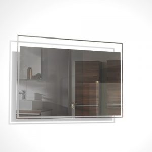 Miroir LED rectangulaire avec dessus en verre transparent
