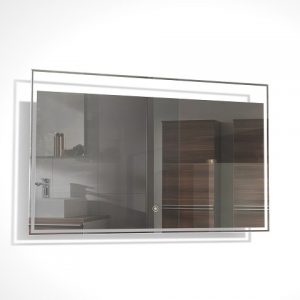 Miroir de salle de bain avec éclairage au LED de forme rectangulaire