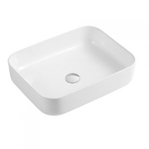 Lavabo vasque de salle de bain sur plan, en céramique blanche