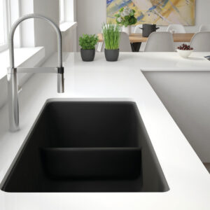 Évier Blanco PRECIS U 1 ¾ Low Divide en SILGRANIT double cuve