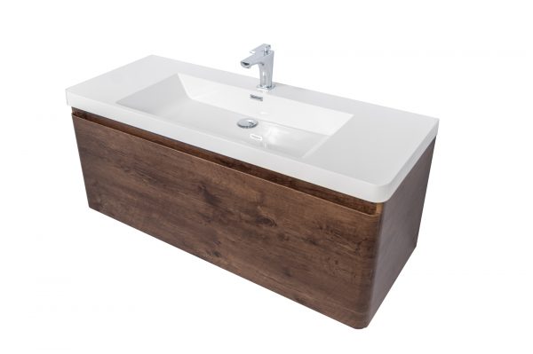 Meuble-lavabo de couleur Rosewood avec comptoir blanc