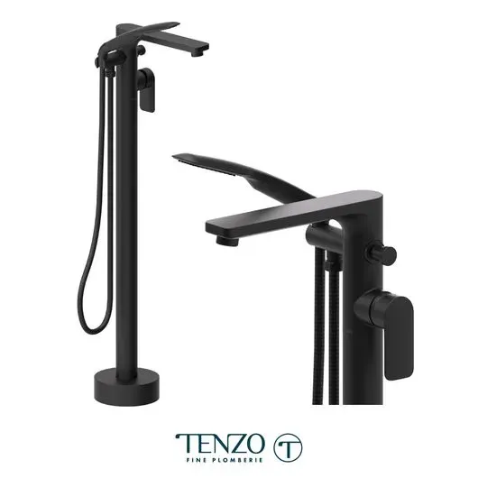 Robinet de bain sur pied Delano Noir Mat – Image 2