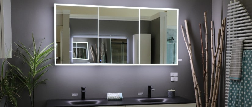 Miroir rectangulaire et miroir rond avec éclairage au LED