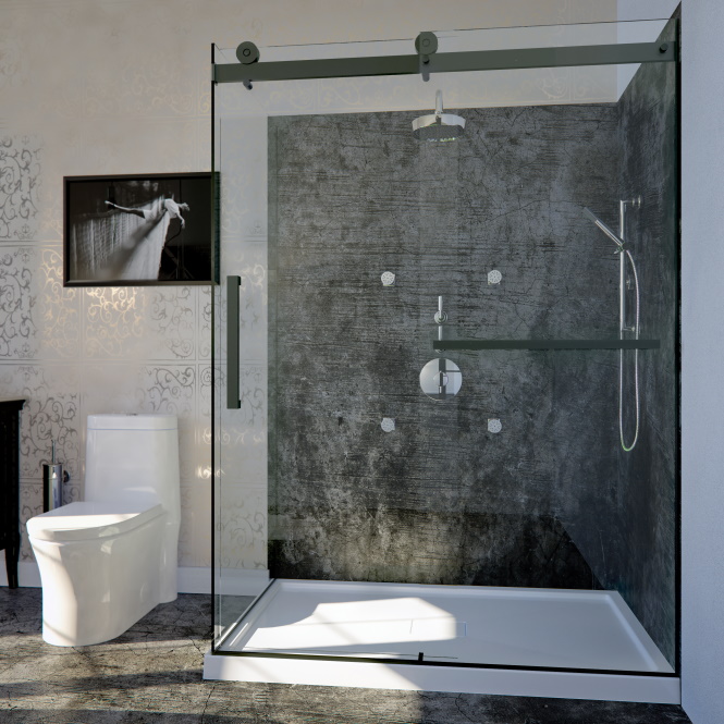 Un ensemble de douche rectangulaire se marie à plusieurs styles, du plus contemporain au plus traditionnel. 